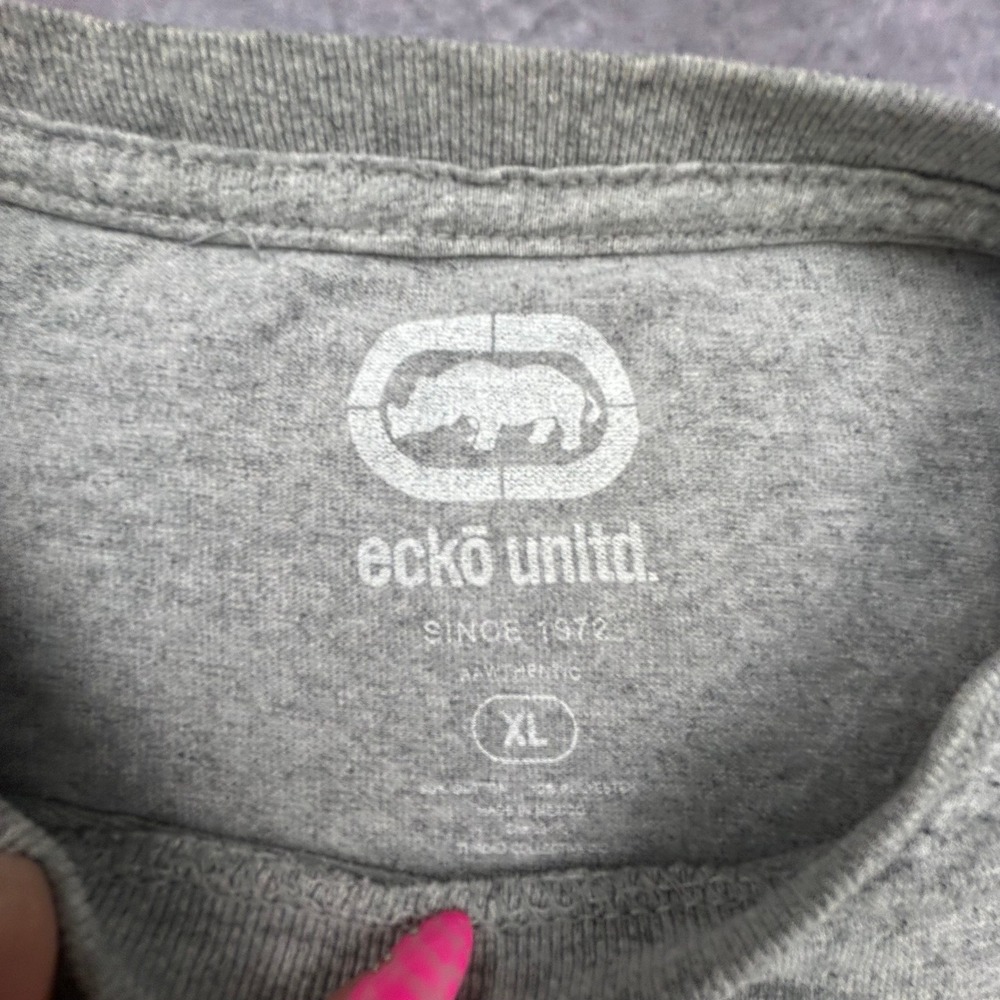 Ecko Unltd Vintage Y2K Graphic T-Shirt Mens XL Grey Rhino Logo Skater Streetwear - Picture 4 of 6